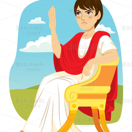 Roman Patrician Sitting Luxury Chair Clipart Vector Illustration 05120