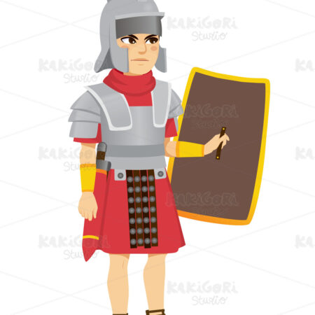 Roman Soldier Holding Shield Clipart Vector Illustration 05091