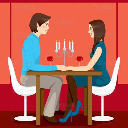 Romantic Anniversary Dinner Clipart Vector Illustration 01022