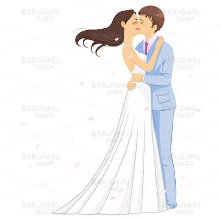 Romantic Wedding Kissing Clipart Vector Illustration 03245