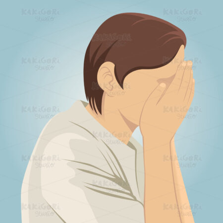 Sad Depressed Man Clipart Vector Illustration 04578