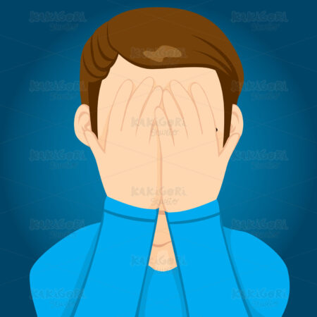 Sad Man Covering Face Clipart Vector Illustration 01528