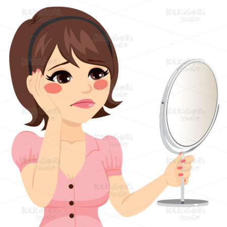 Sad Mirror Woman Clipart Vector Illustration 02768