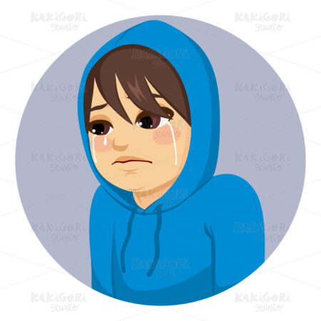 Sad Teenager Boy Clipart Vector Illustration 04153
