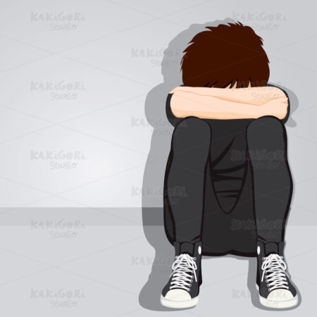 Sad Teenager Boy Desperate Clipart Vector Illustration 01664