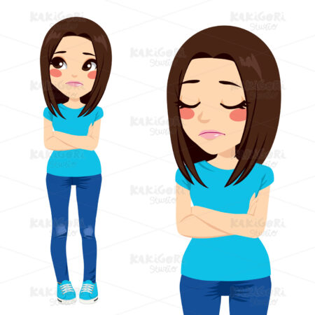 Sad teenager Girl Clipart Vector Illustration 01665