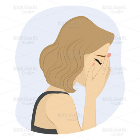 Sad Woman Crying Clipart Vector Illustration 04225