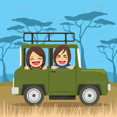 Safari Travel Couple Clipart Vector Illustration 03994