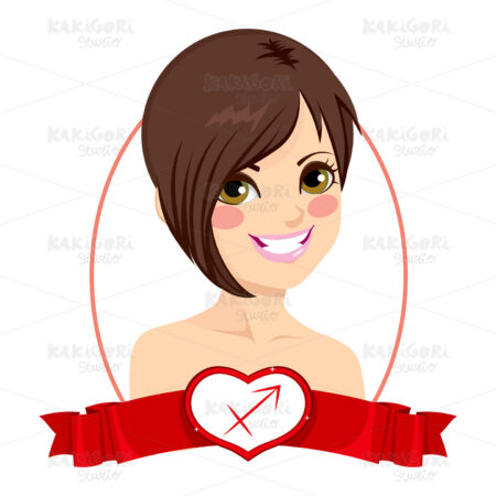 Sagittarius Zodiac Sign Girl Clipart Vector Illustration 01934