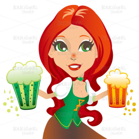 Saint Patrick Waitress Clipart Vector Illustration 00670