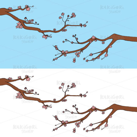 Sakura Blooming Branches Clipart Vector Illustration 01586
