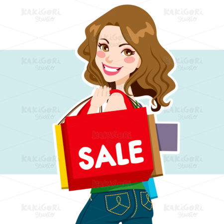 Sale Shopper Woman Clipart Vector Illustration 01009