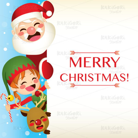 Santa Claus And Friends Banner Clipart Vector Illustration 04452