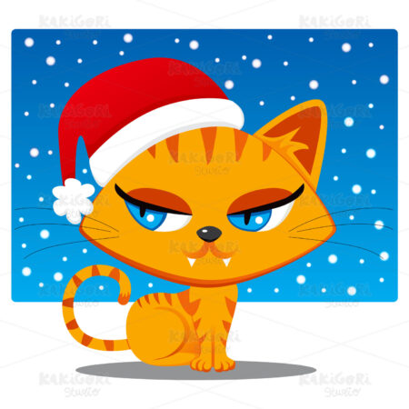 Santa Claus Cat Clipart Vector Illustration 00755