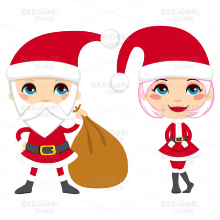 Santa Claus Couple Clipart Vector Illustration 00986