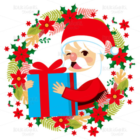 Santa Claus Gift Giving Clipart Vector Illustration 03143