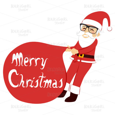 Santa Claus Heavy Sack Clipart Vector Illustration 02340