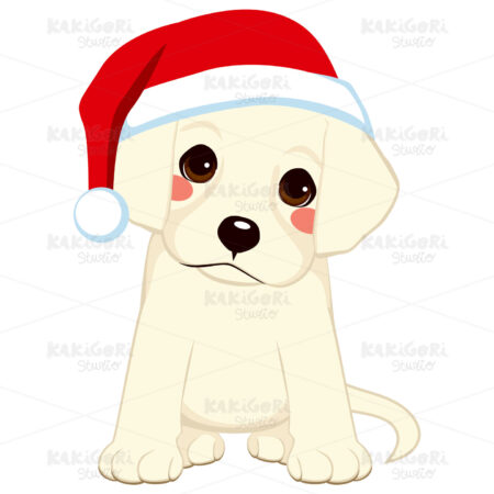 Santa Claus Puppy Clipart Vector Illustration 03068