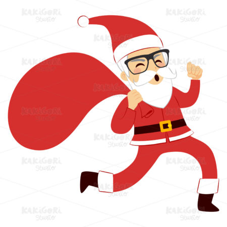 Santa Claus Running Clipart Vector Illustration 02339
