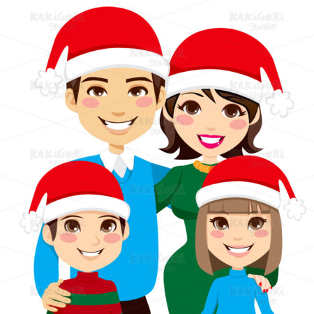 Santa Family Portrait Clipart Vector Illustration 00983