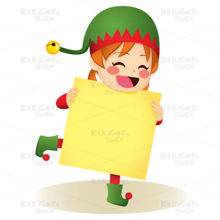 Santa Helper Girl Banner Clipart Vector Illustration 04451
