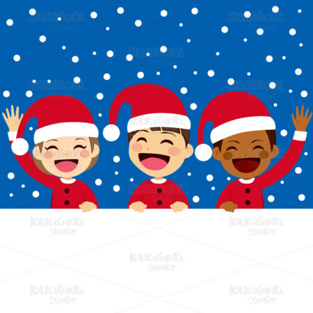 Santa Kids Banner Clipart Vector Illustration 02906