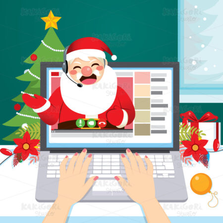 Santa Letter Support Online Helpline Clipart Vector Illustration 05159
