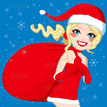 Santa Woman Bag Clipart Vector Illustration 01214