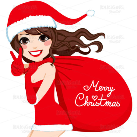 Santa Woman Merry Christmas Clipart Vector Illustration 01213