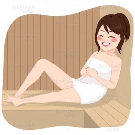 Sauna Woman Relaxing Clipart Vector Illustration 02902