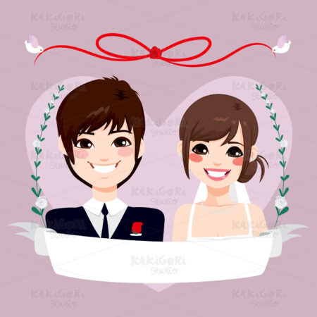 Save The Date Asian Couple Clipart Vector Illustration 01948