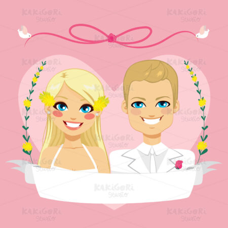 Save The Date Blonde Couple Clipart Vector Illustration 01949