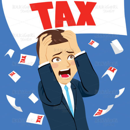 Scared Businessman Tax Clipart Vector Illustration 03010