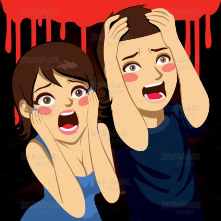 Scared Couple Screaming Clipart Vector Illustration 01168