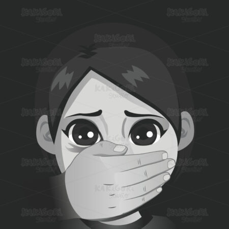 Scared Girl Adult Hand Clipart Vector Illustration 04548
