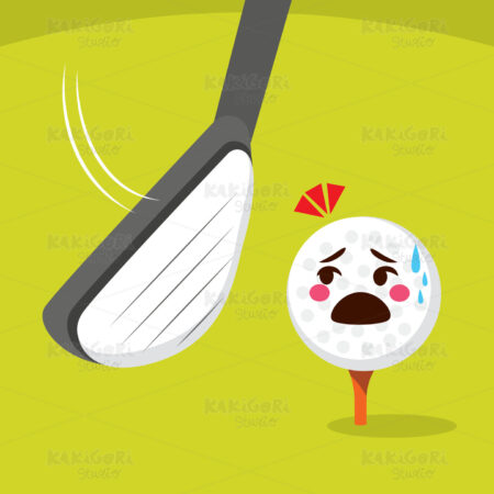 Scared Golf Ball Clipart Vector Illustration 03476
