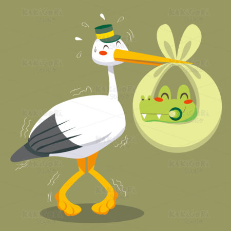 Scared Stork Delivery Clipart Vector Illustration 00344