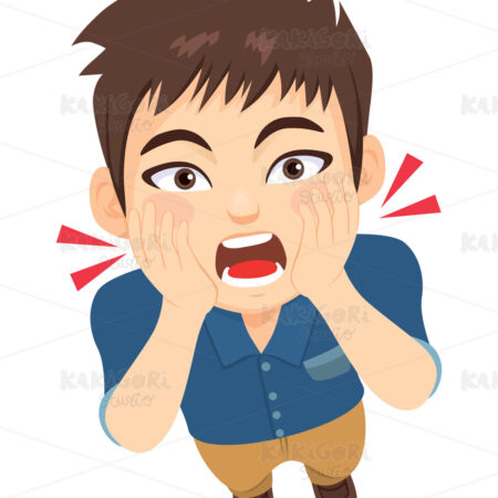 Scared Teenager Boy Screaming Clipart Vector Illustration 04950
