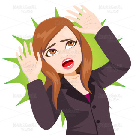 Scared Young Businesswoman Clipart Vector Illustration 04459