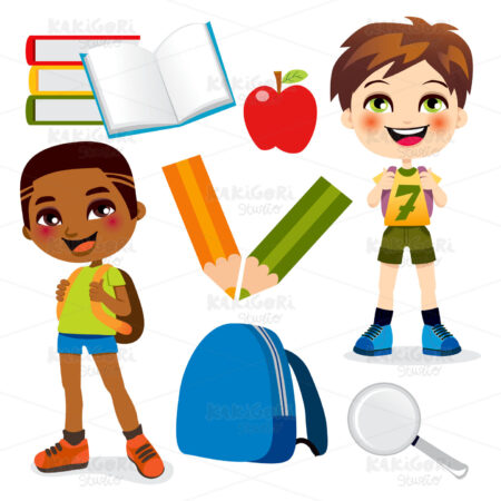 School Boys Clipart Vector Illustration 00866