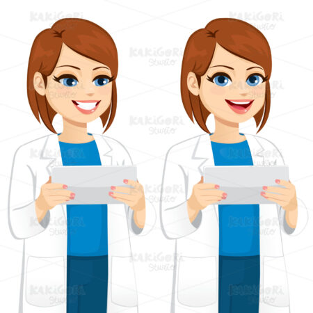Scientist Using Tablet Clipart Vector Illustration 04808