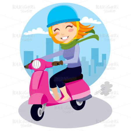 Scooter Girl Clipart Vector Illustration 00447