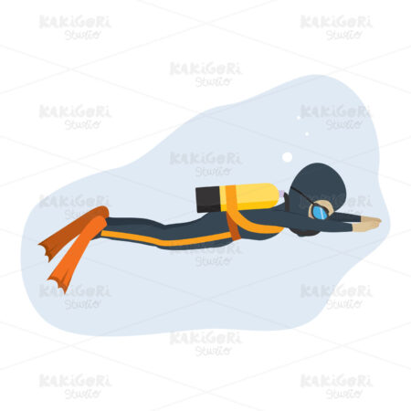 Scuba Diving Man Clipart Vector Illustration 04005