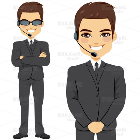 Secret Agent Bodyguard Clipart Vector Illustration 02604