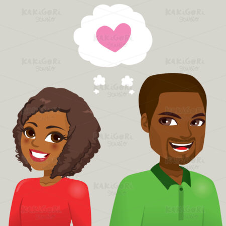 Secret Love Couple Clipart Vector Illustration 04593