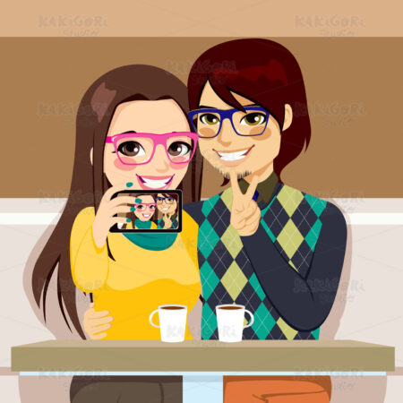 Selfie Couple Photo Clipart Vector Illustration 01365