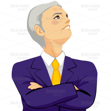 Senior Businessman Looking Up Sky Clipart Vector Illustration 02123