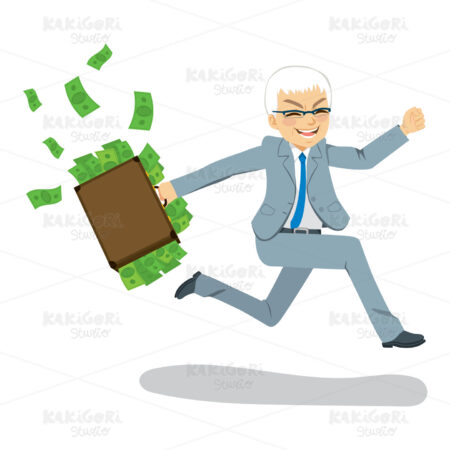 Senior Businessman Money Run Clipart Vector Illustration 03229