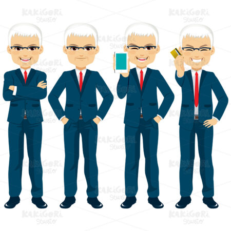 Senior Businessman Set Clipart Vector Illustration 04616