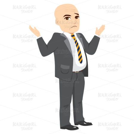Senior Businessman Shrug Clipart Vector Illustration 04033